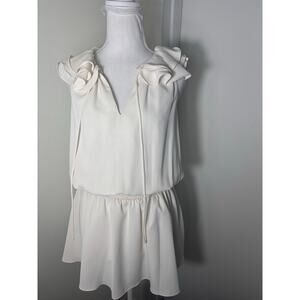 Amanda Uprichard Off White Flutter Sleeve Knee Length Dress XS